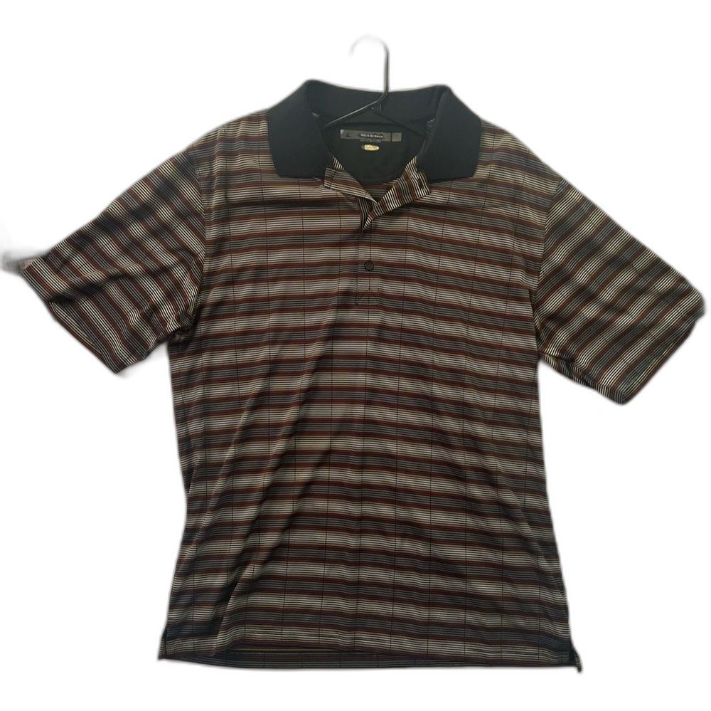Greg Norman Collection Brown and Black Striped Polo